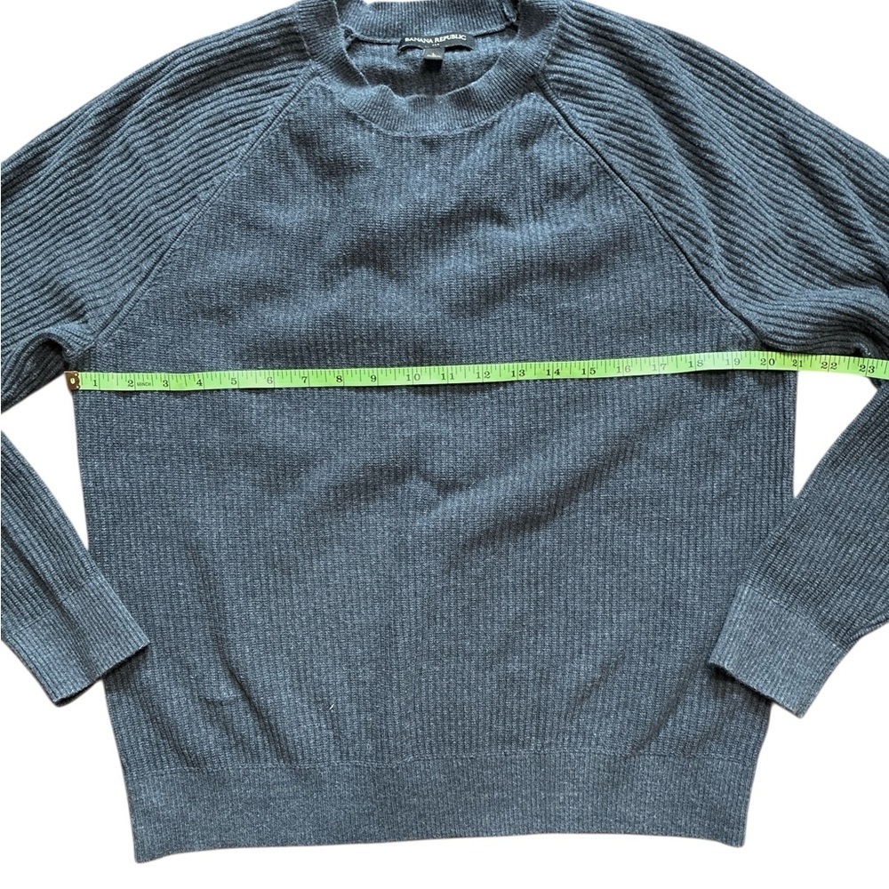 Banana Republic Large Gray 100% Cotton Sweater Ribbed Crewneck Pullover - Picture 5 of 7